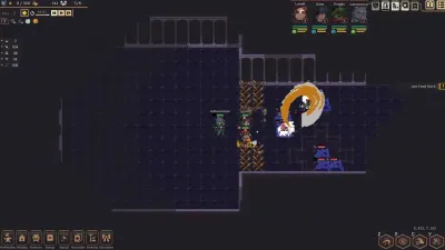 A four-settler party fighting an elite enemy on a deep dungeon floor labeled 17F, official press kit screenshot