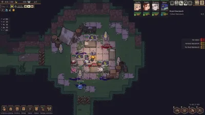 The party resting inside a dungeon, official press kit screenshot